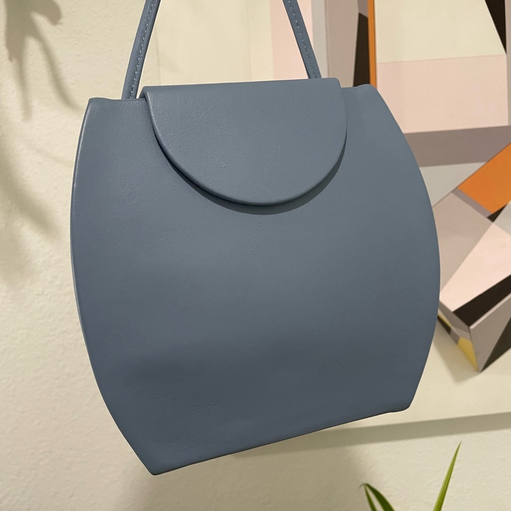 LOQ “the Tia” Powder Blue Crossbody Purse Bag in Smooth Leather